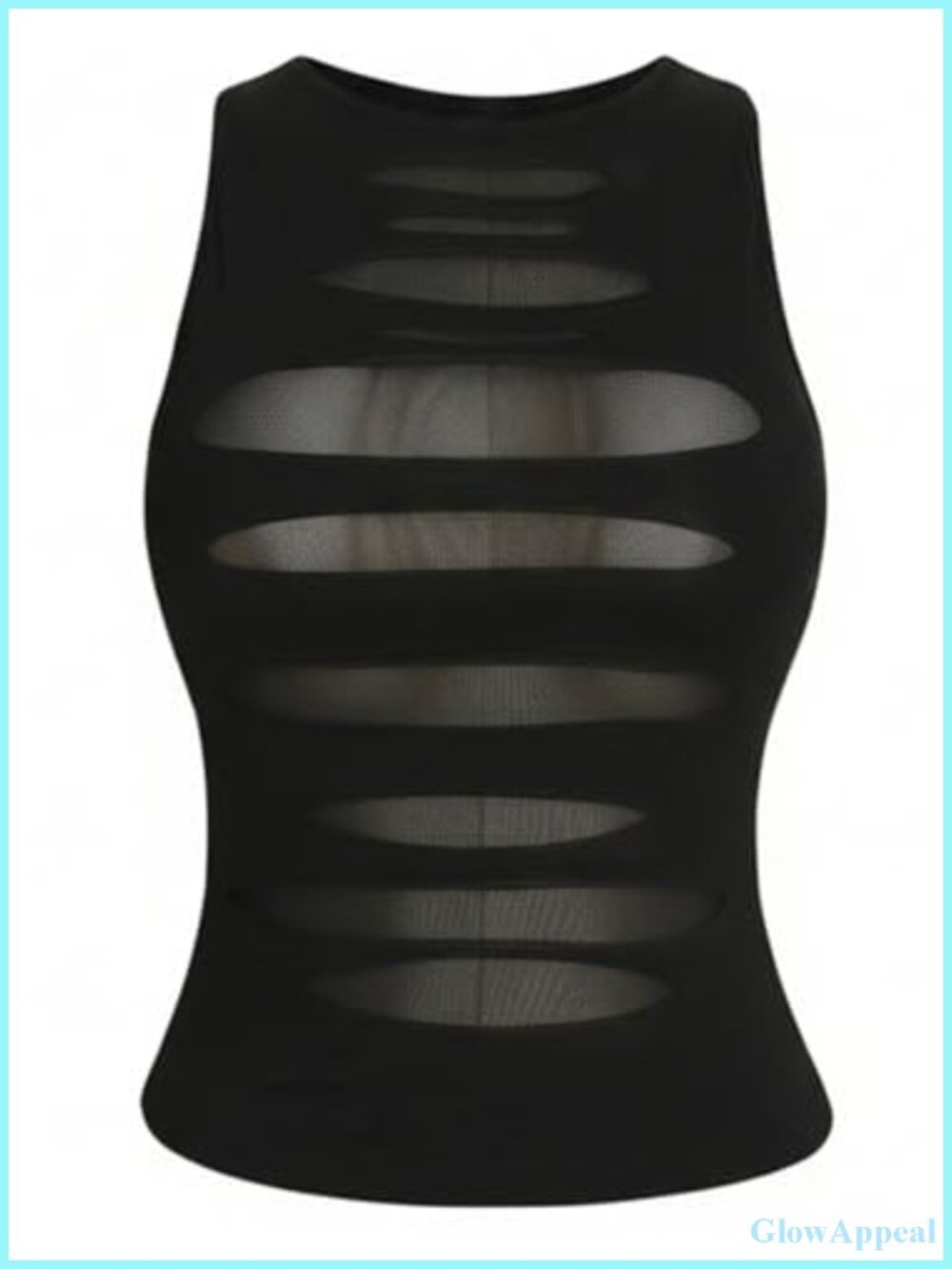 Plus Size Punk Rock Cut Out Mesh Tank Top Sleeveless Crop